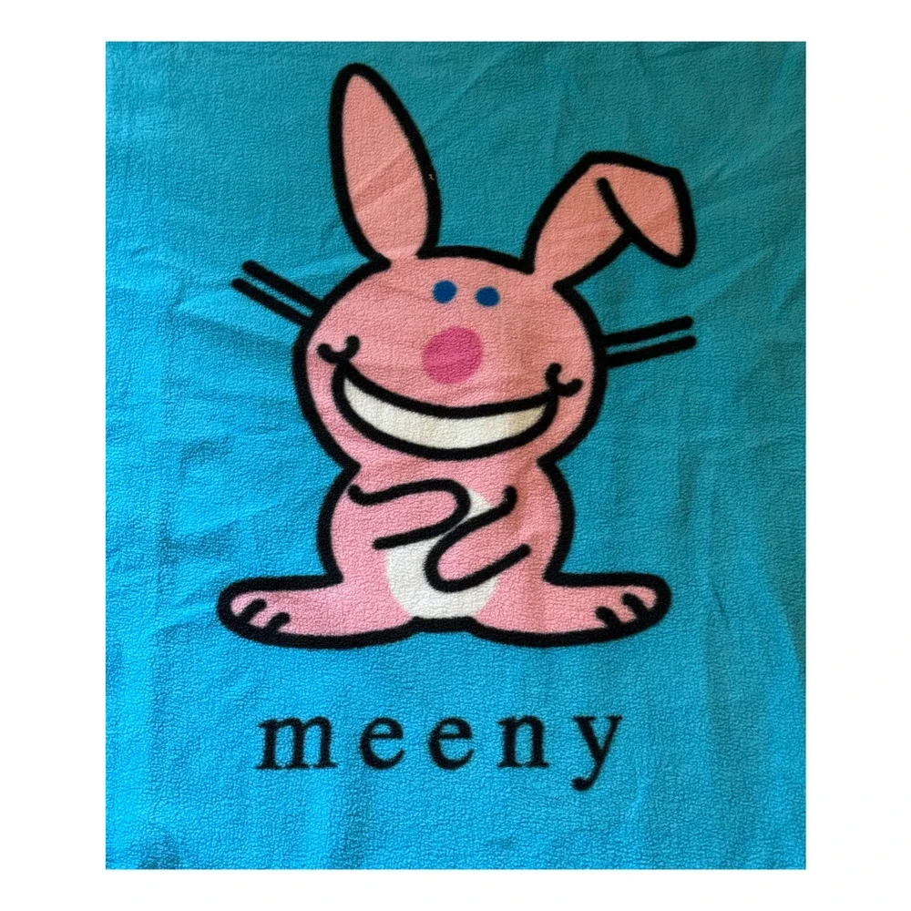 Jim Benton Its Happy Bunny Blanket 48 x 56 Rare Eeny Meeny Hiney Moe Y2K Fleece2
